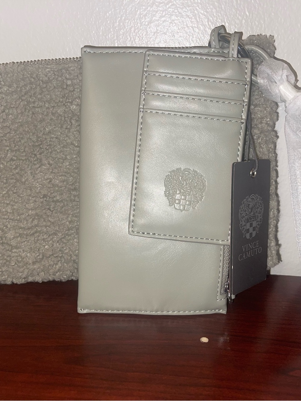 Vince Camuto Cream Sherpa Wristlet with Card Holder